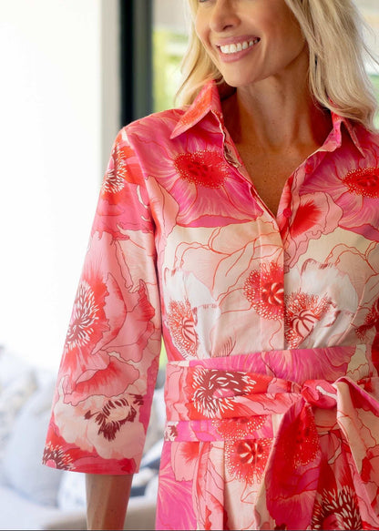 Marigold Dress in Coral Floral