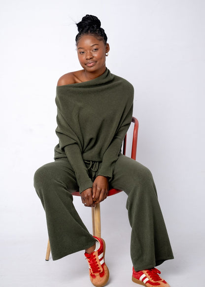 Urban Cozi Knit Pants in Olive Green