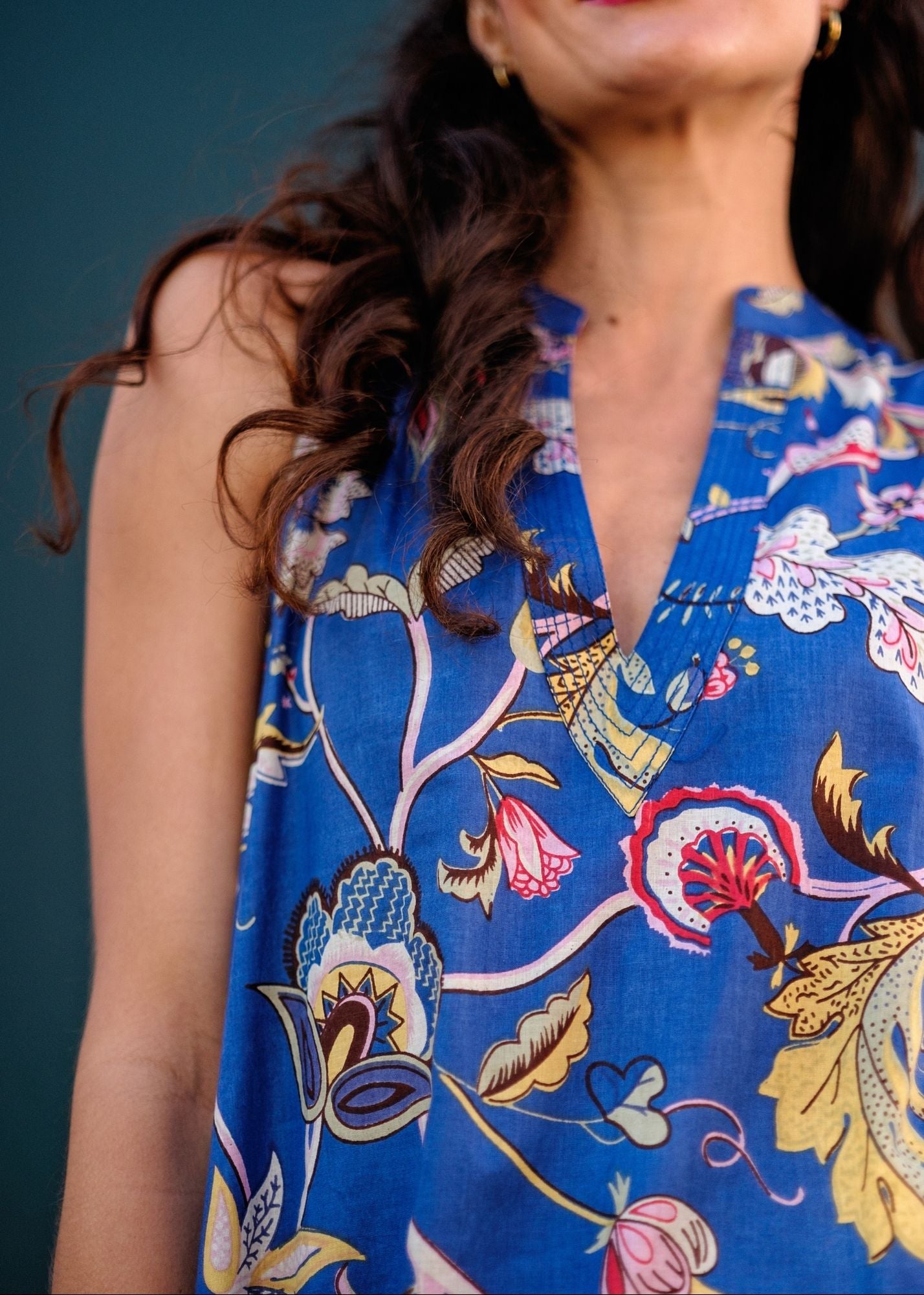 Maya V-Neck Dress in Fynbos Charcoal