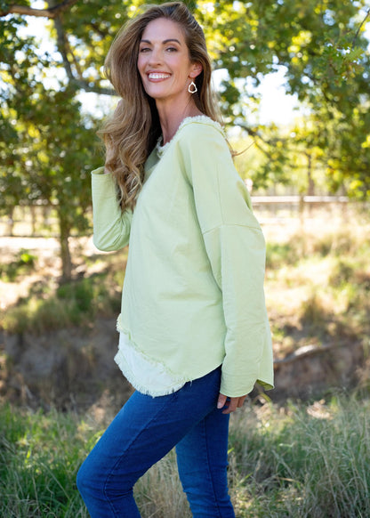 Willow Fringe Top in Lime