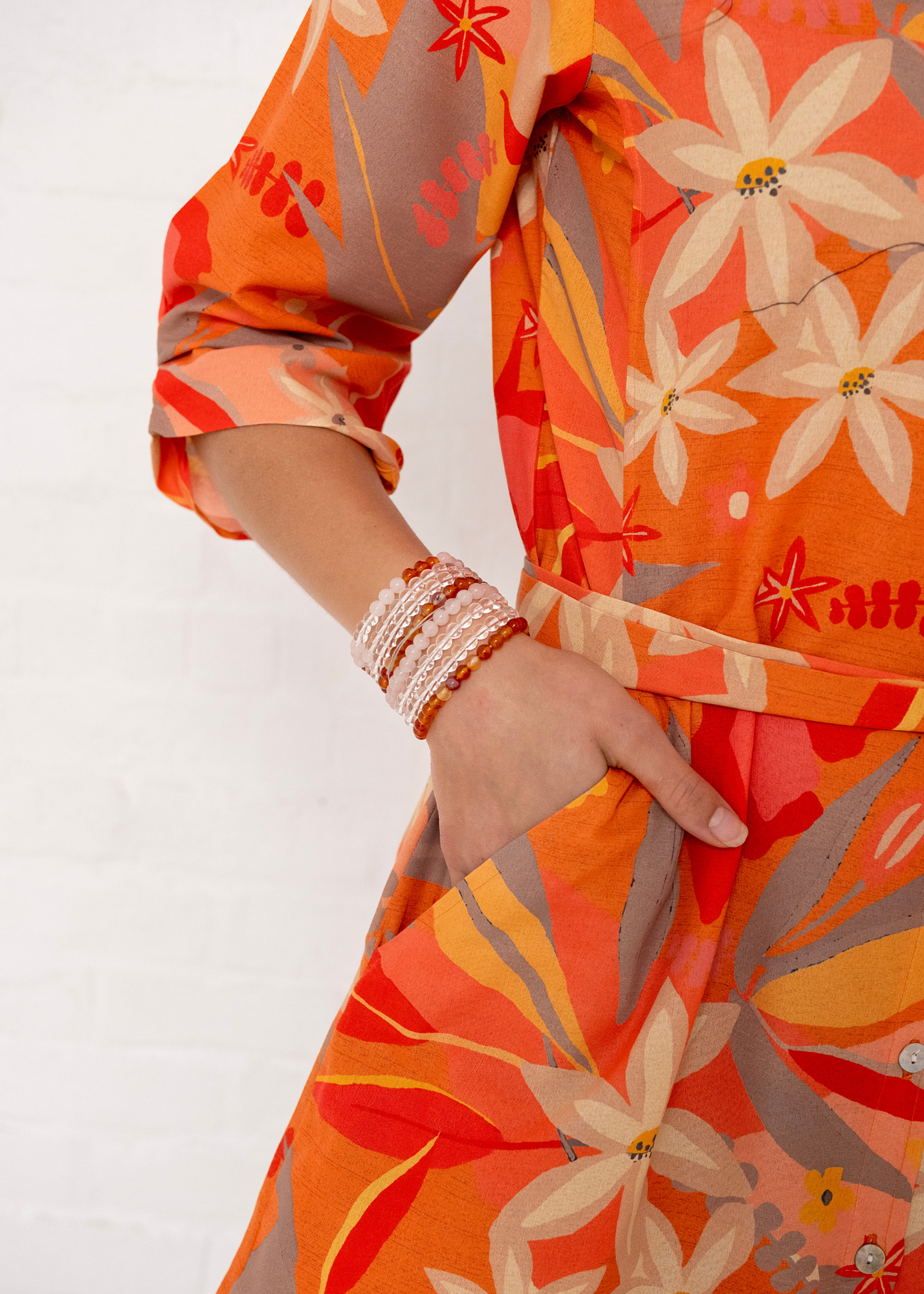 Laura Shirt Dress in Coral and Naartjie Flowers