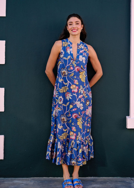 Maya V-Neck Dress in Fynbos Charcoal