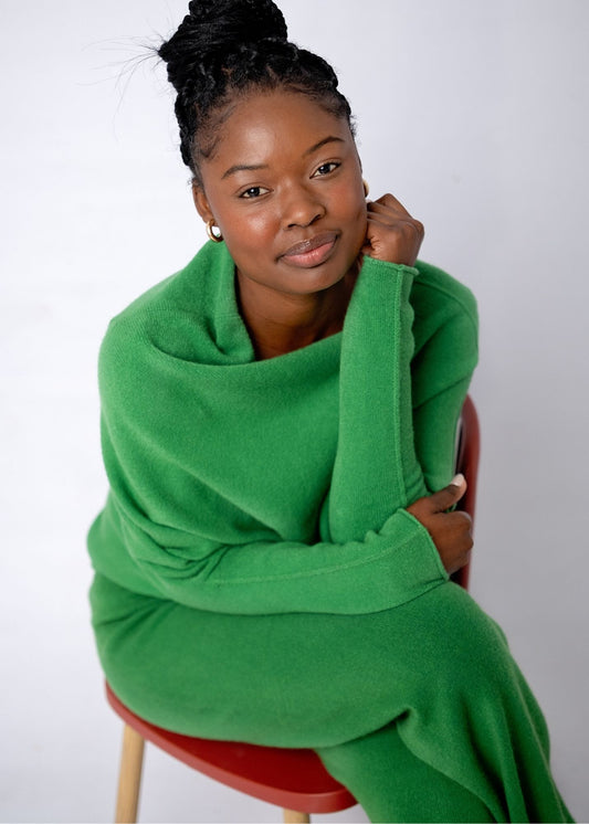 Urban Cozi Asymmetrical Sweater in Lush Green