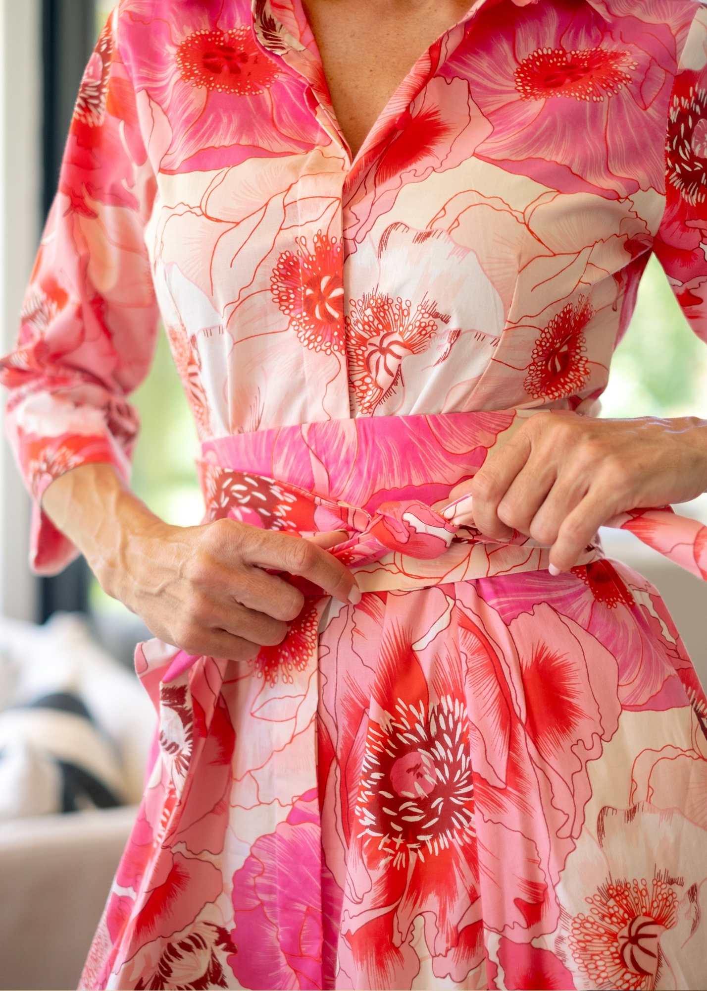 Marigold Dress in Coral Floral