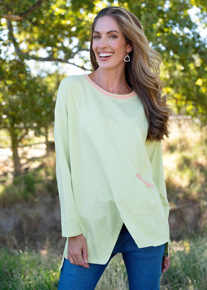 Willow Fringe Top in Lime