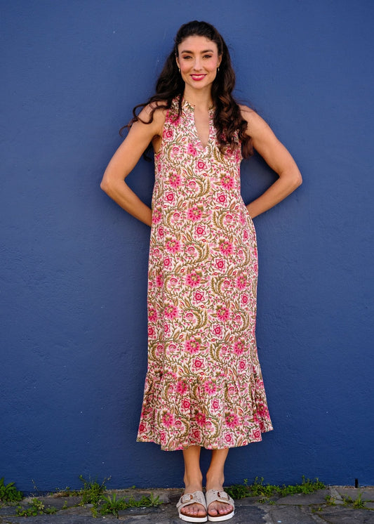 Maya V-Neck Dress in Desert Rose