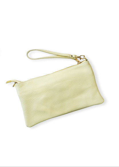 Verona Slim Leather Crossbody Clutch – Light Green