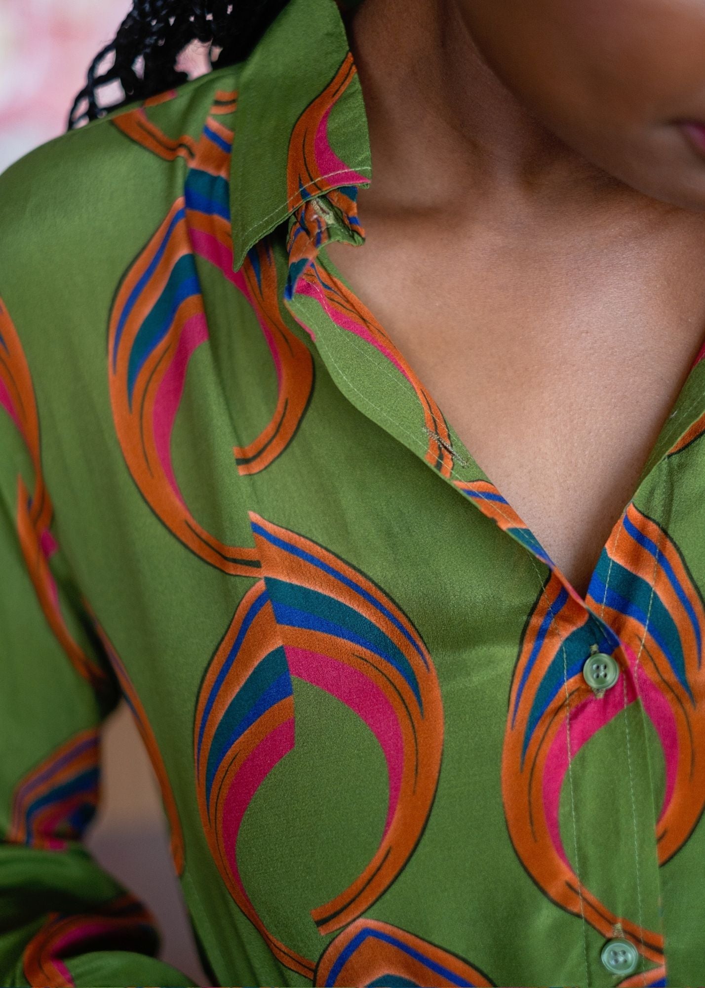 Leila Dress in Green Swirls