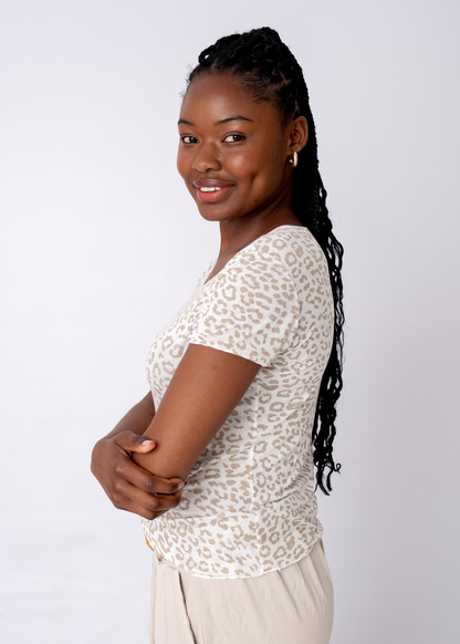 Lola Scoop Neck Shirt in White Safari