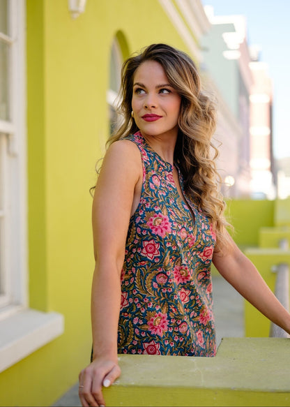 Maya V-Neck Dress in Wild Lily