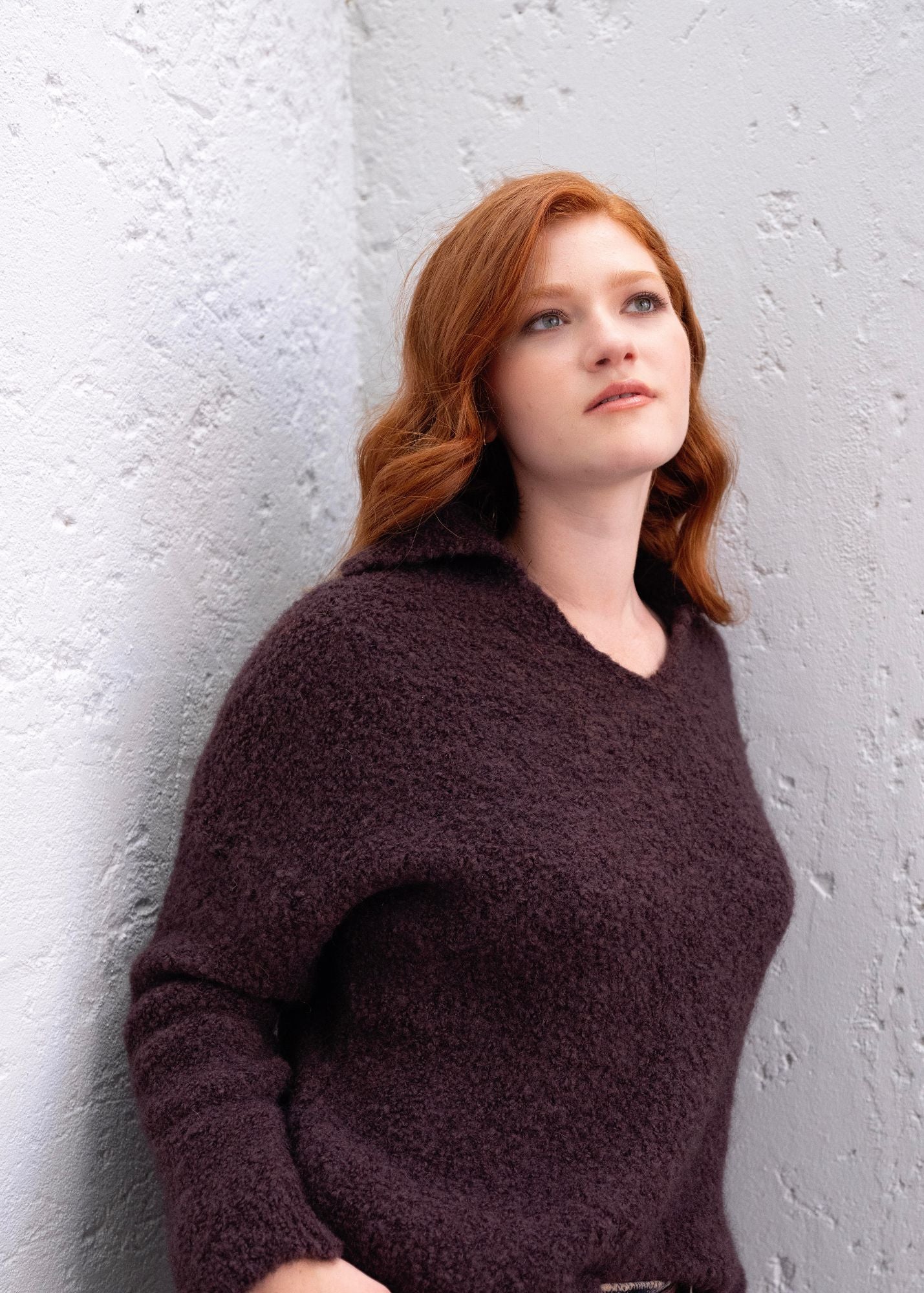 Chunky Knit with Collar Brown