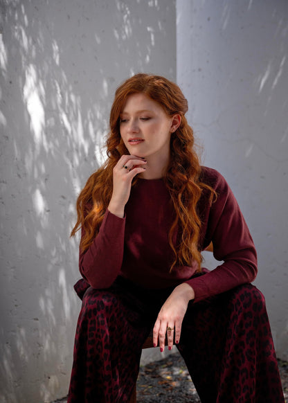 Scoop Neck Knit in Maroon