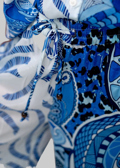 Fusion Pants Suit, Blue and White