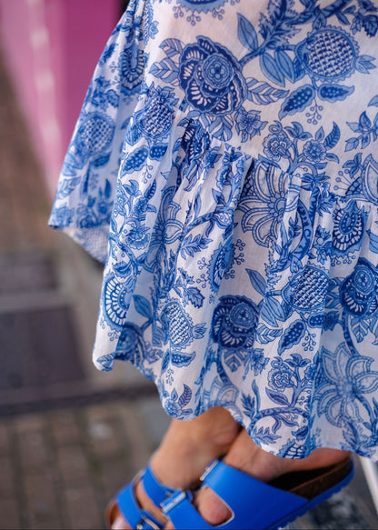 Maya V-Neck Dress in Porcelain Vine