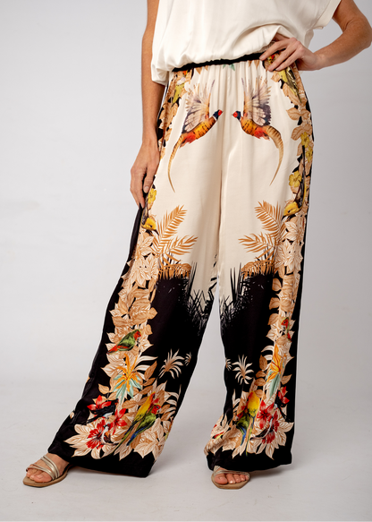 Lila Viscose Silk Blend Pants in Black Paradise