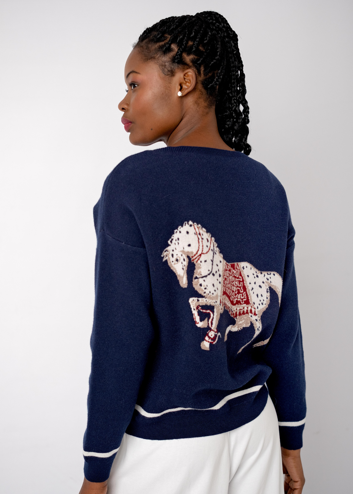 The Navy Gallop Embroidered Knit Sweater
