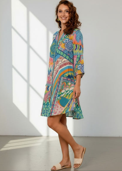 Amalfi Dress in Positano Patchwork