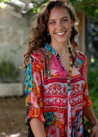 Sophie Frill Dress in Royal Summer