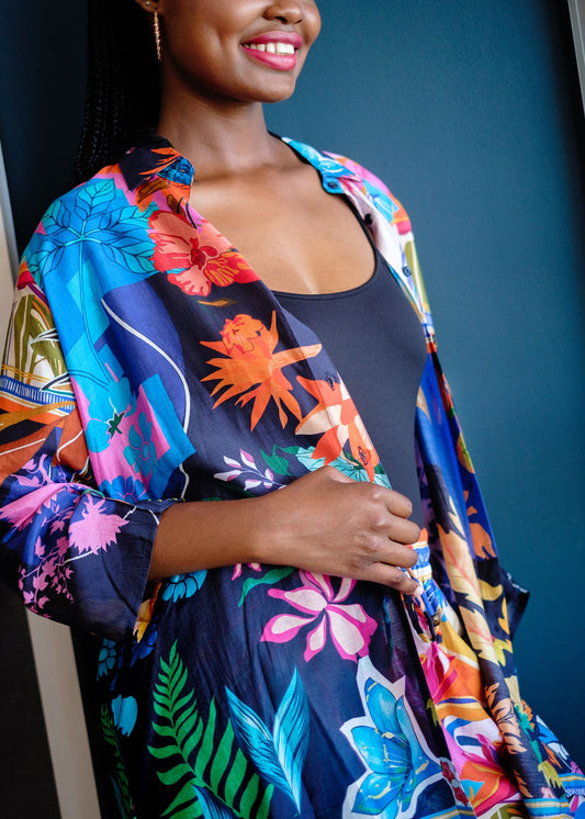 Vera Pants Suit in Rainbow Flowers