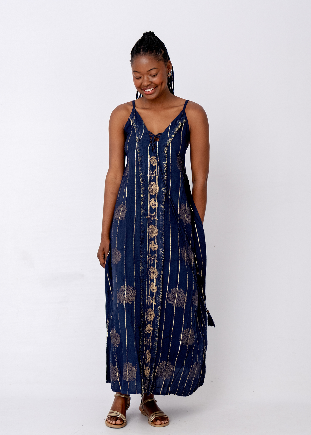 Cannes Seaside Maxi Dress in Midnight Lurex