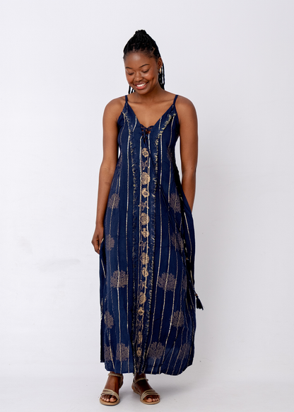 Cannes Seaside Maxi Dress in Midnight Lurex