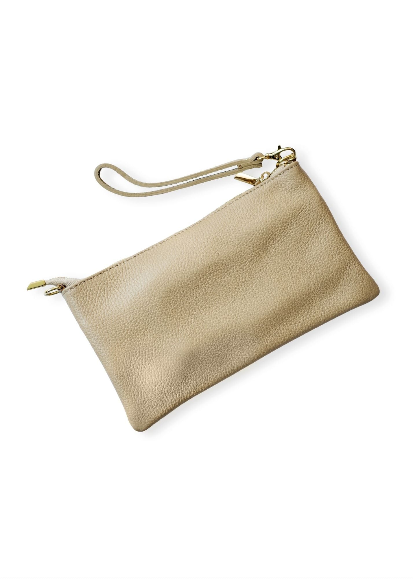 Verona Slim Leather Crossbody Clutch – Stone