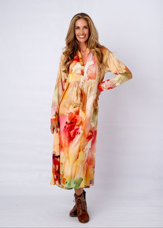 Amal Dress in Autumn Canvas