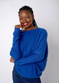 Urban Cozi Asymmetrical Sweater in Cobalt Blue