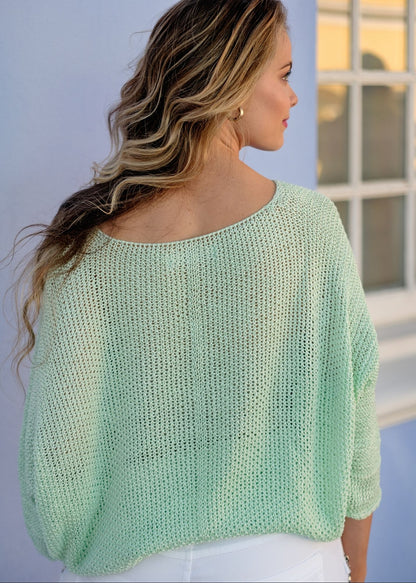 Riviera Summer Knit Top in Mint