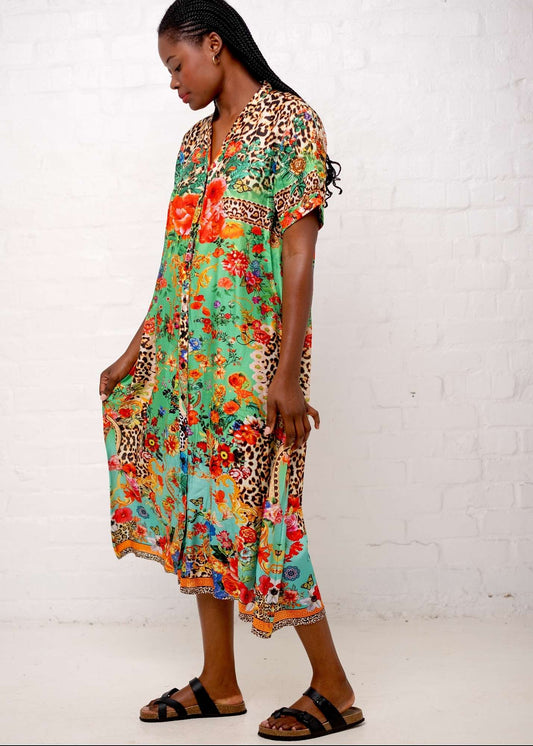 Maxine Dress in Green Animal Print