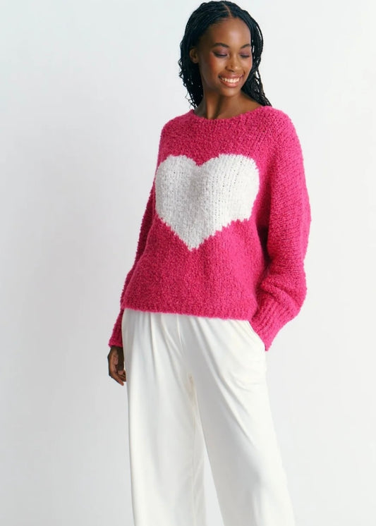 Sweetheart Chunky  Round Neck Knit in Pink