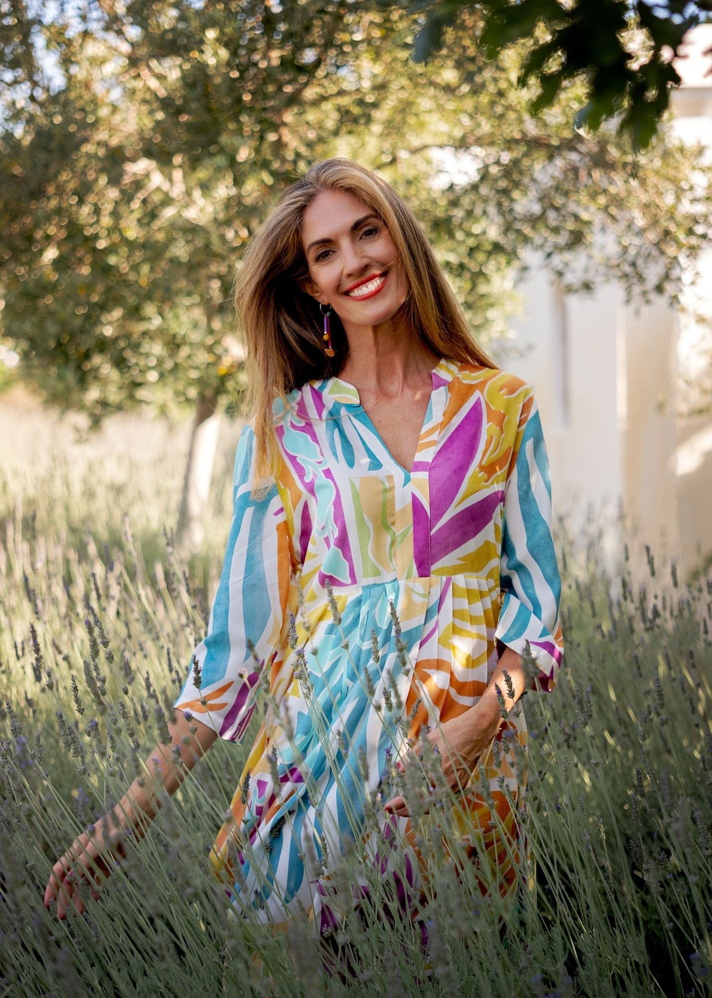 Lee-Ann pleated dress Short, Tropical Breeze