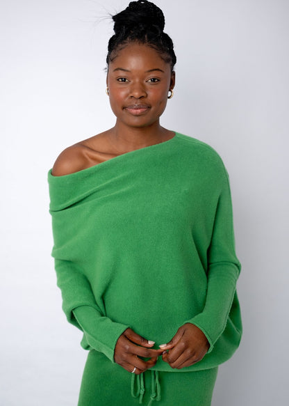 Urban Cozi Asymmetrical Sweater in Lush Green