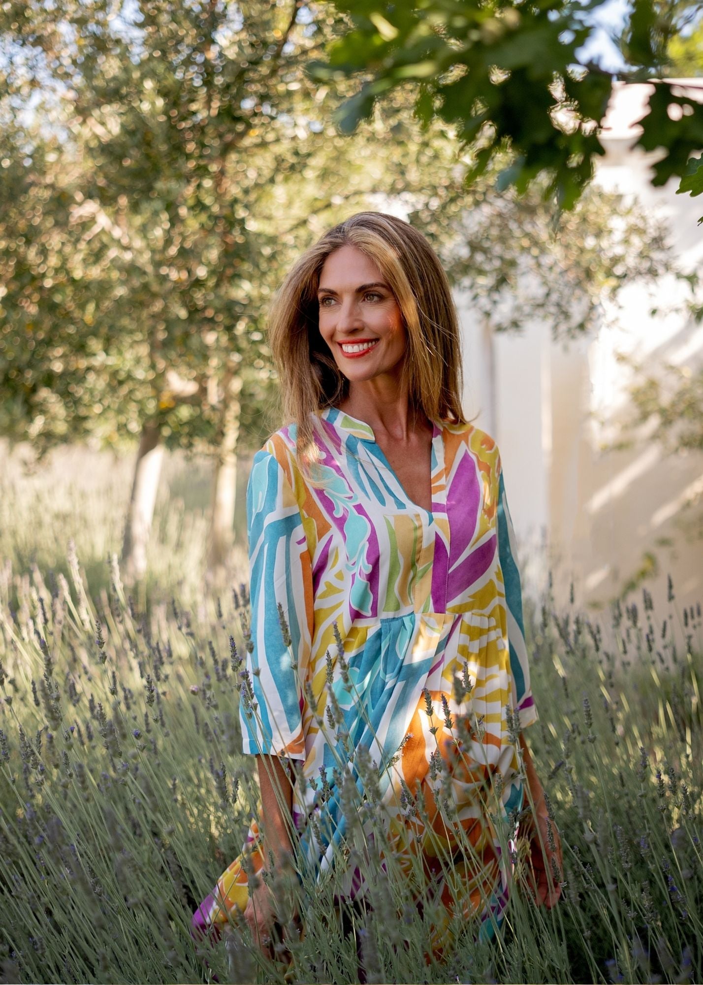 Lee-Ann pleated dress Short, Tropical Breeze