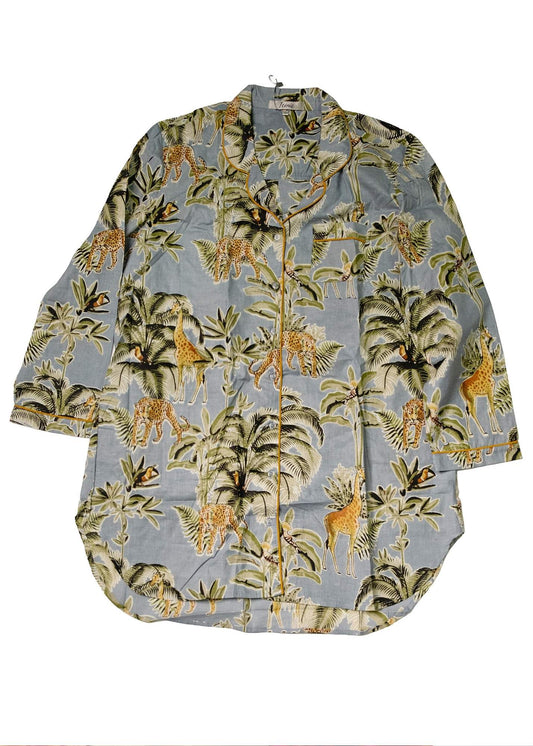 Long Sleeve Sleepshirt in Dove Grey Giraffe