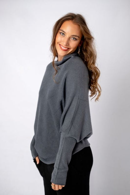 Urban Cozi Asymmetrical Sweater in Grey