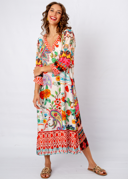 Gloria Dress in Colourful Paisley Print
