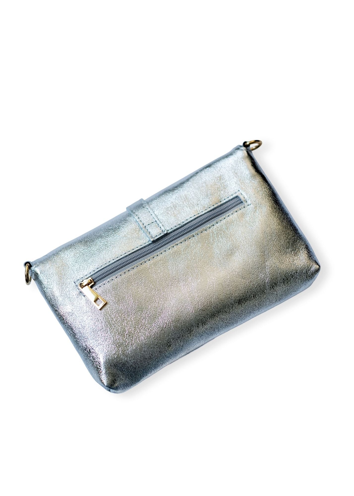Capri Leather Crossbody Bag – Silver