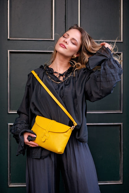 Capri Leather Crossbody Bag – Sunshine Yellow