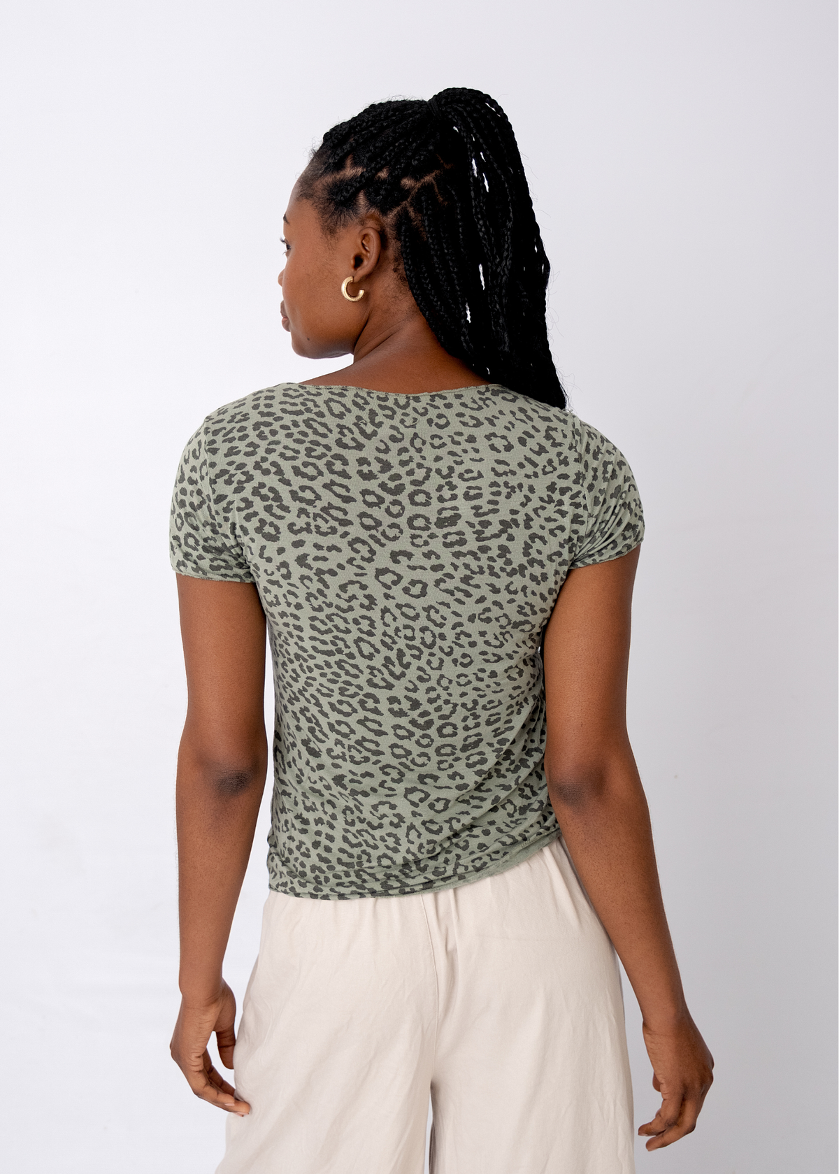 Lola Scoop Neck Shirt in Olive Safari