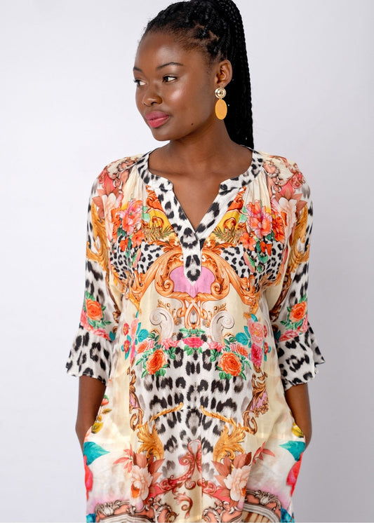 Jubilee Dress in Safari Sunset Blend *With Contrast Frill*