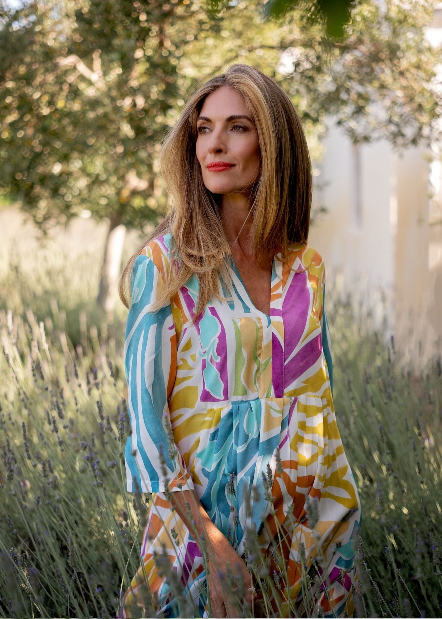 Lee-Ann pleated dress Short, Tropical Breeze