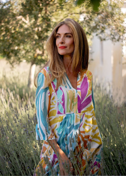 Lee-Ann pleated dress Short, Tropical Breeze