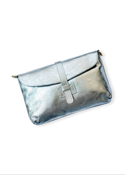 Capri Leather Crossbody Bag – Silver