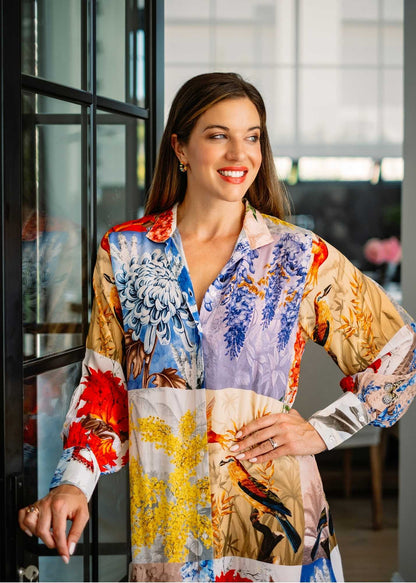 Serenity Shirt Dress in Bird