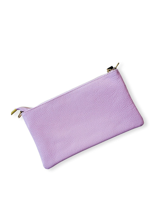 Verona Slim Leather Crossbody Clutch – Lilac