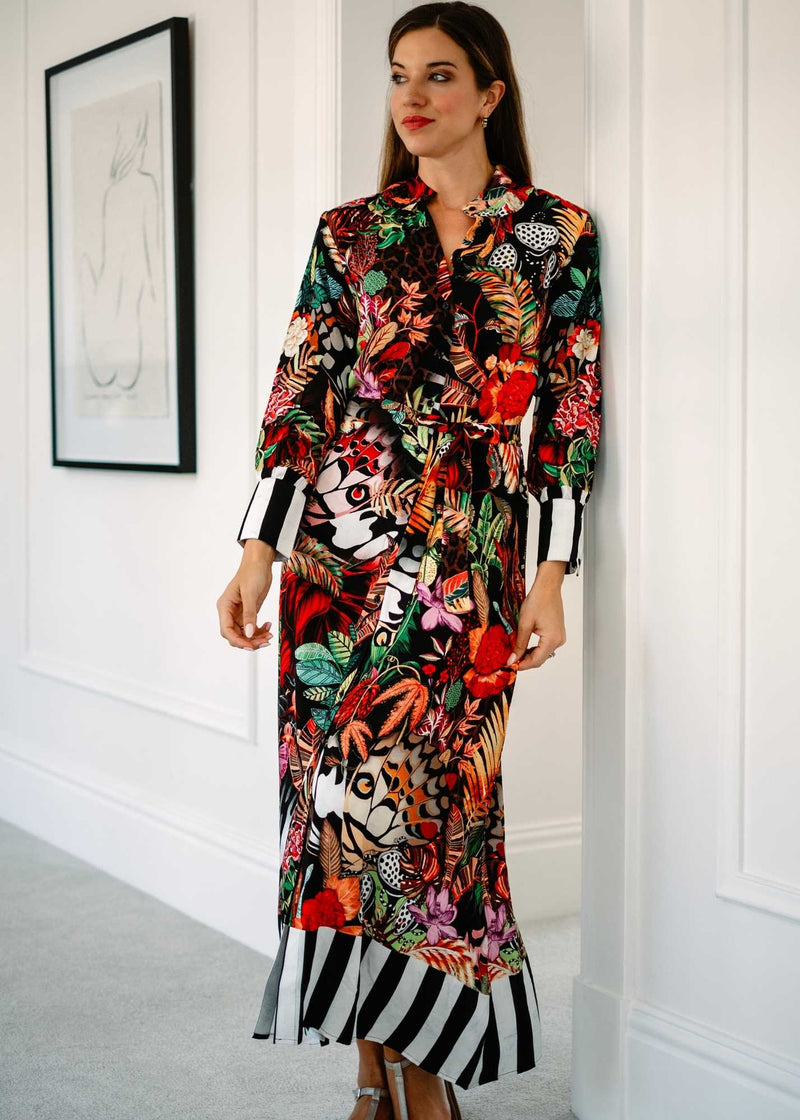 Euphoria Gown, Multicolour with Black and White Border