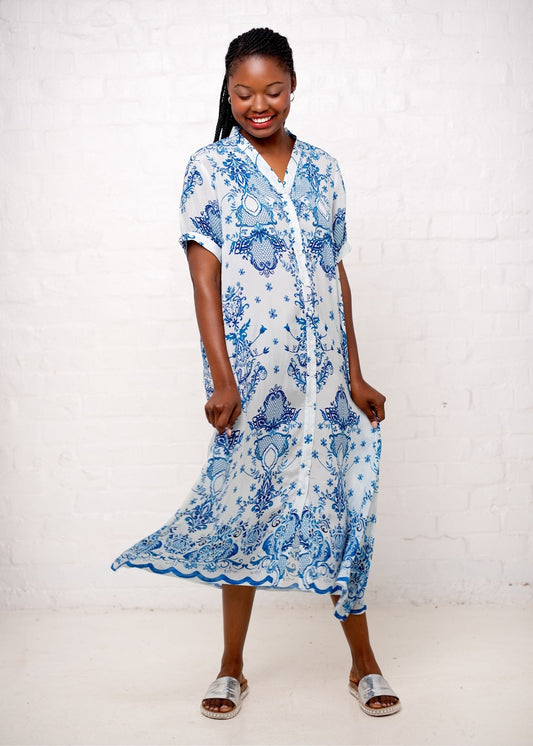 Maxine Dress in Blue Delft