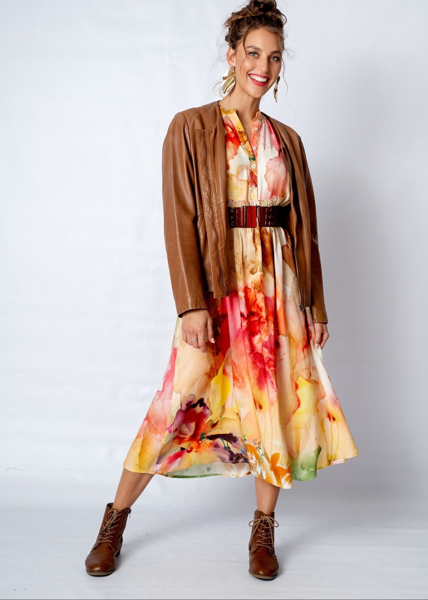 Amal Dress in Autumn Canvas