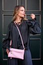 Verona Slim Leather Crossbody Clutch – Pastel Pink